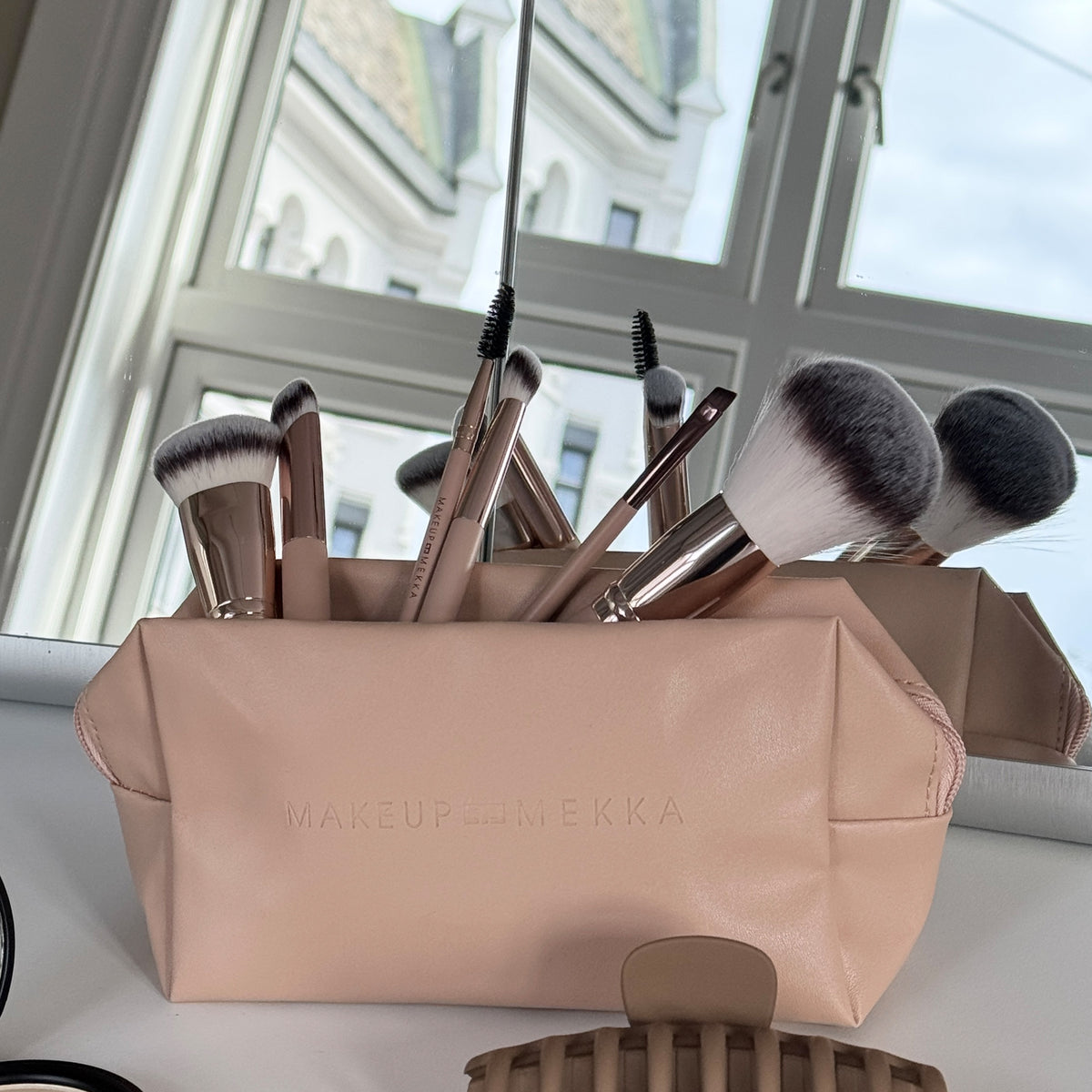 Beige Necessity Makeup Bag