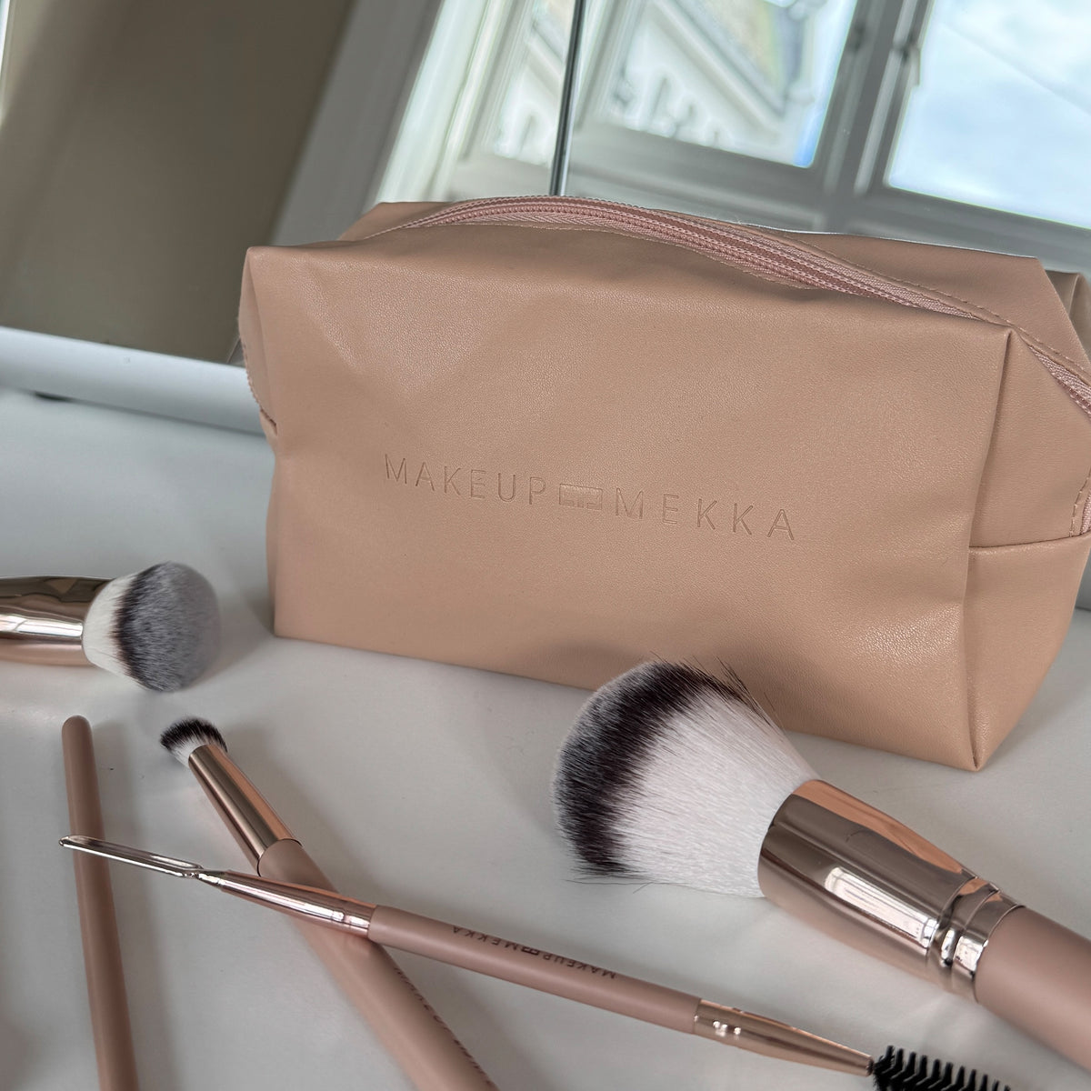 Beige Necessity Makeup Bag